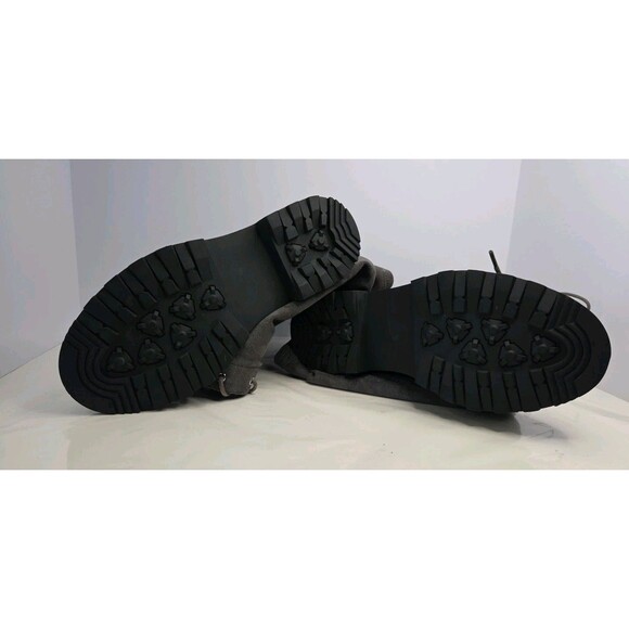 Shoe dazzle thigh high gray Faux suede lace up biker Style Chunky boot Sz 8.5 - Picture 12 of 13